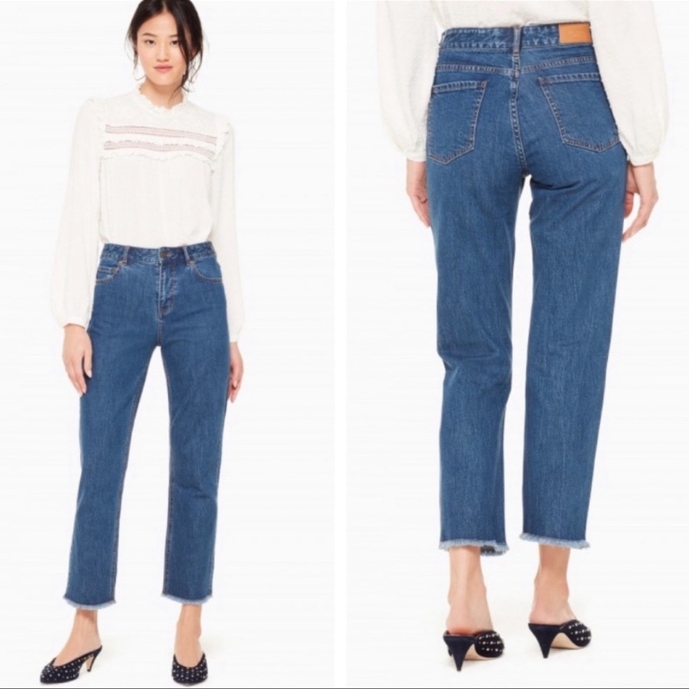 NEW Kate Spade Straight Leg Raw Hem Jeans